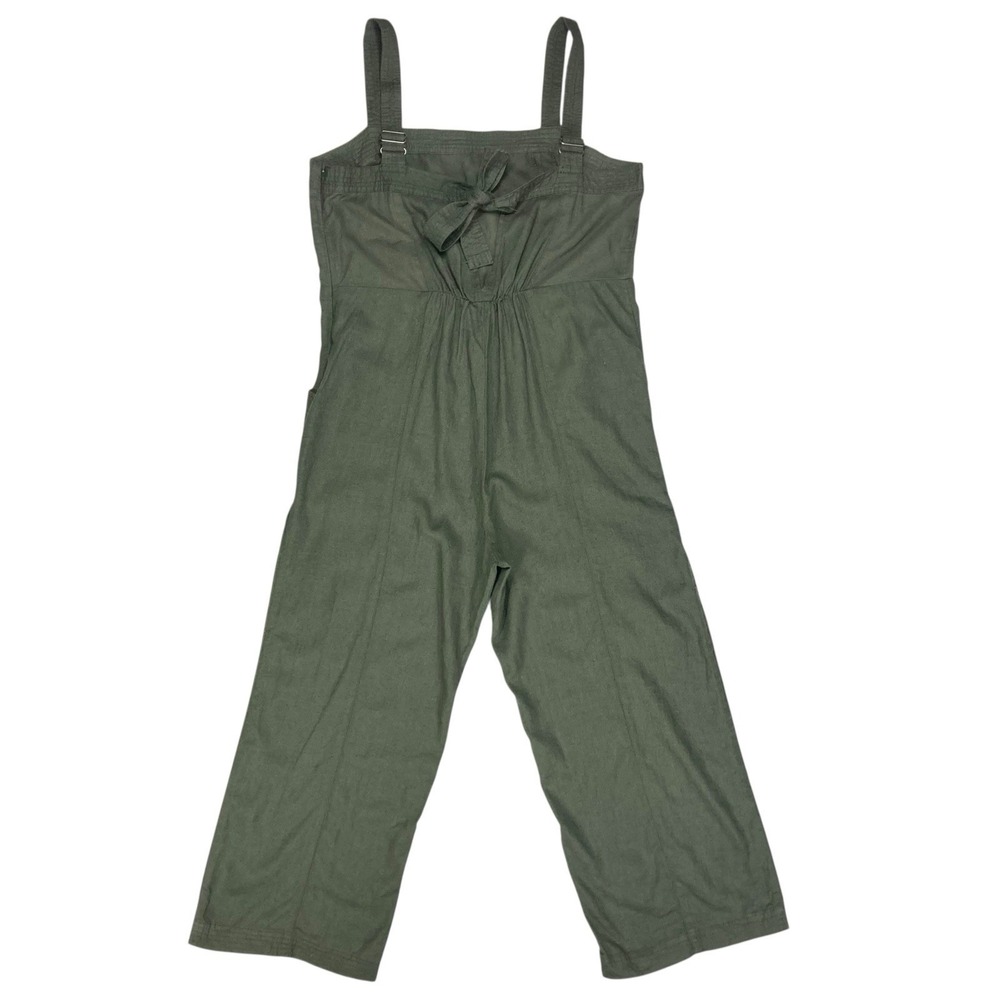 Nicole Miller Olive Green Wide-Leg Ribbed Jumpsuit - Picture 6 of 14